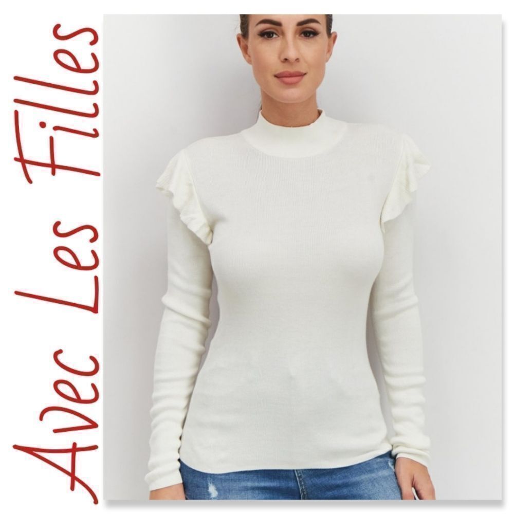 NWT Avec Les FillesWomen Mock Neck Long Sleeve Texture Top